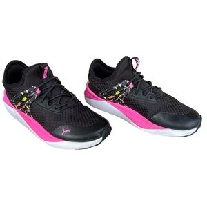 Puma Pacer Future Black Neon Splatter Sneakers Size 2C